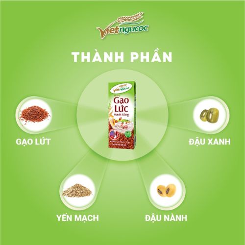 Thùng 48 hộp Sữa Gạo Lức Huyết Rồng VIỆT NGŨ CỐC Uống Liền Bổ Sung Chất Xơ Vitamin Thanh Lọc Cơ Thể 180ml/ Hộp