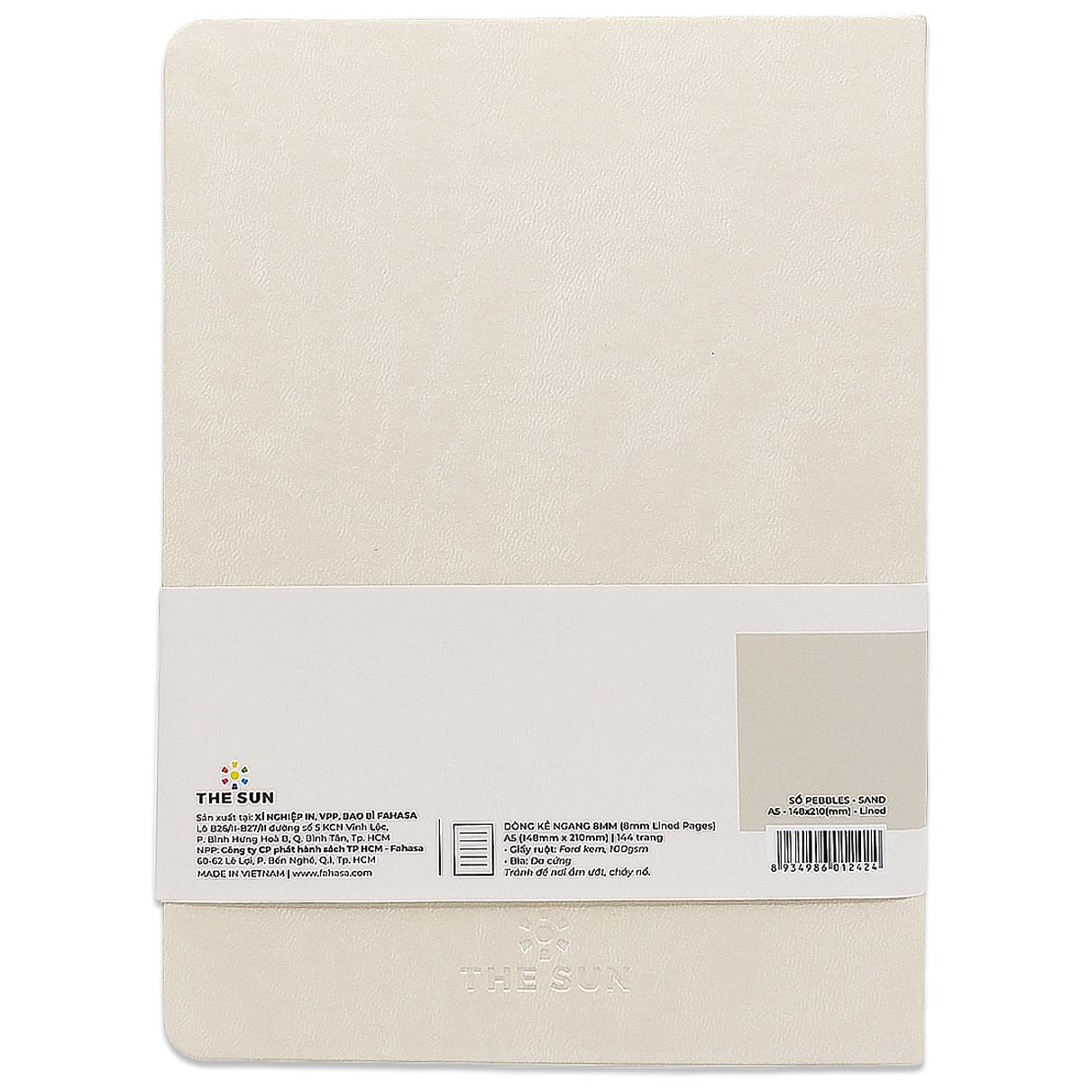 Sổ Bìa Da Pebbles A5 - Kẻ Ngang - 144 Trang 100gsm - The Sun - Sand