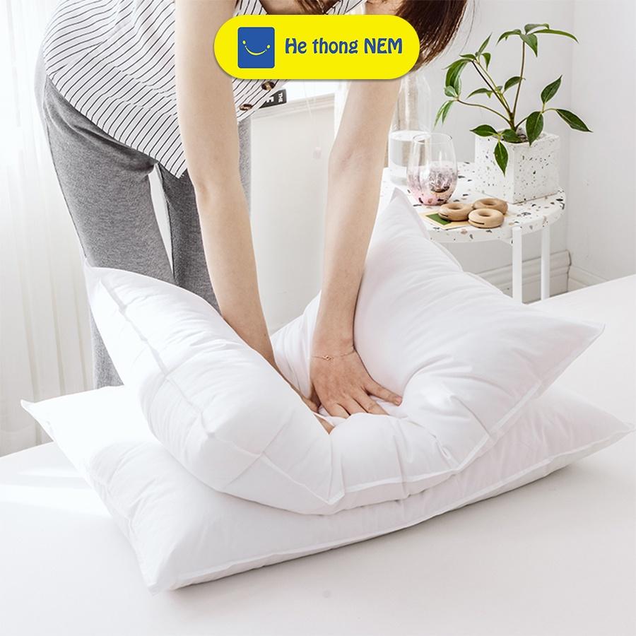 Ruột gối đầu bông gòn cao cấp gối nằm đầu giường bông gòn mềm 50x70 40x60 - Hệ Thống Nệm