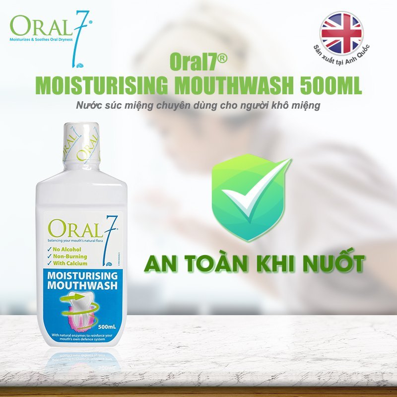 Nước súc miệng giữ ẩm Oral7 Moisturising Mouthwash 500ml - Nhập khẩu từ Anh Quốc