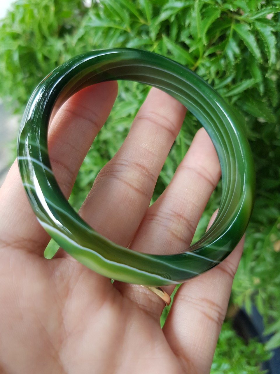 Vòng mã não vân xanh, hàng đẹp, size 56-58mm