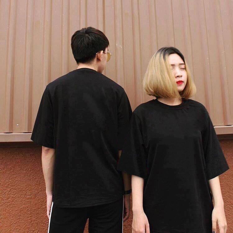 ÁO THUN TRƠN TAY LỠ FREE SIZE TRẮNG ĐEN