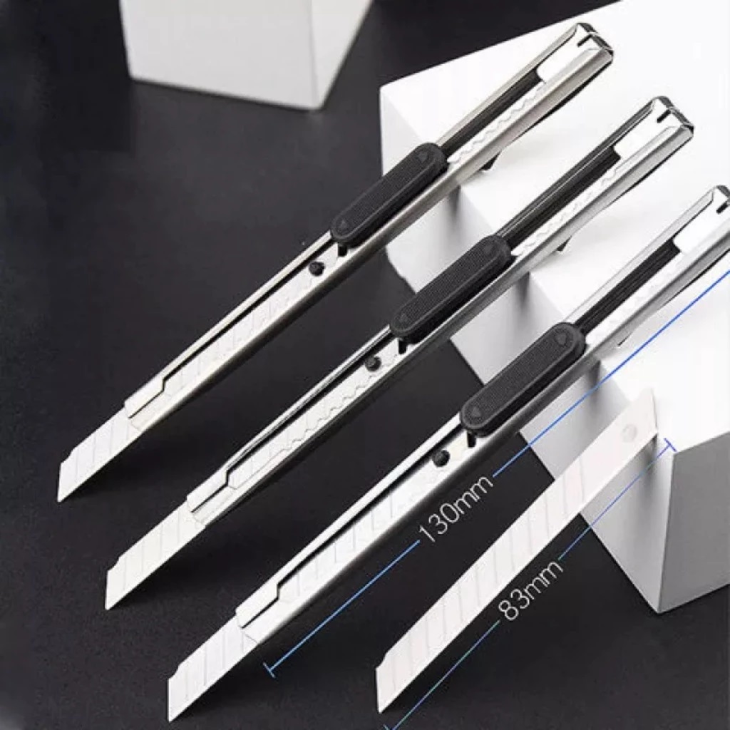 Dao rọc giấy lưỡi nhỏ cắt giấy văn phòng vỏ kim loại siêu bén - miếng lót chuột