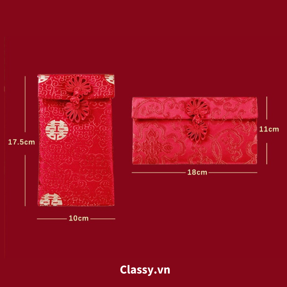 Classy Phong bì vải đỏ, Bao Lì Xì, bao đựng quà , bao thư làm từ Vải Gấm Cao Cấp Tết (Giá 1 Bao) dành tặng đám cưới, tết, lễ T1819