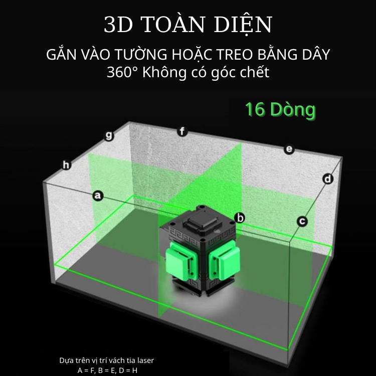 Máy cân mực laser 16 tia màu xanh lá kèm chân đế