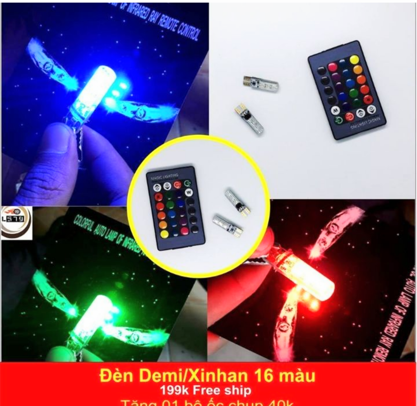 COMBO 2 ĐÈN TÍN HIỆU XIN NHAN ĐỔI MÀU ĐIỀU KHIỂN TỪ XA XE MÁY VÀ ÔTÔ LOẠI ĐẸP MẪU MỚI