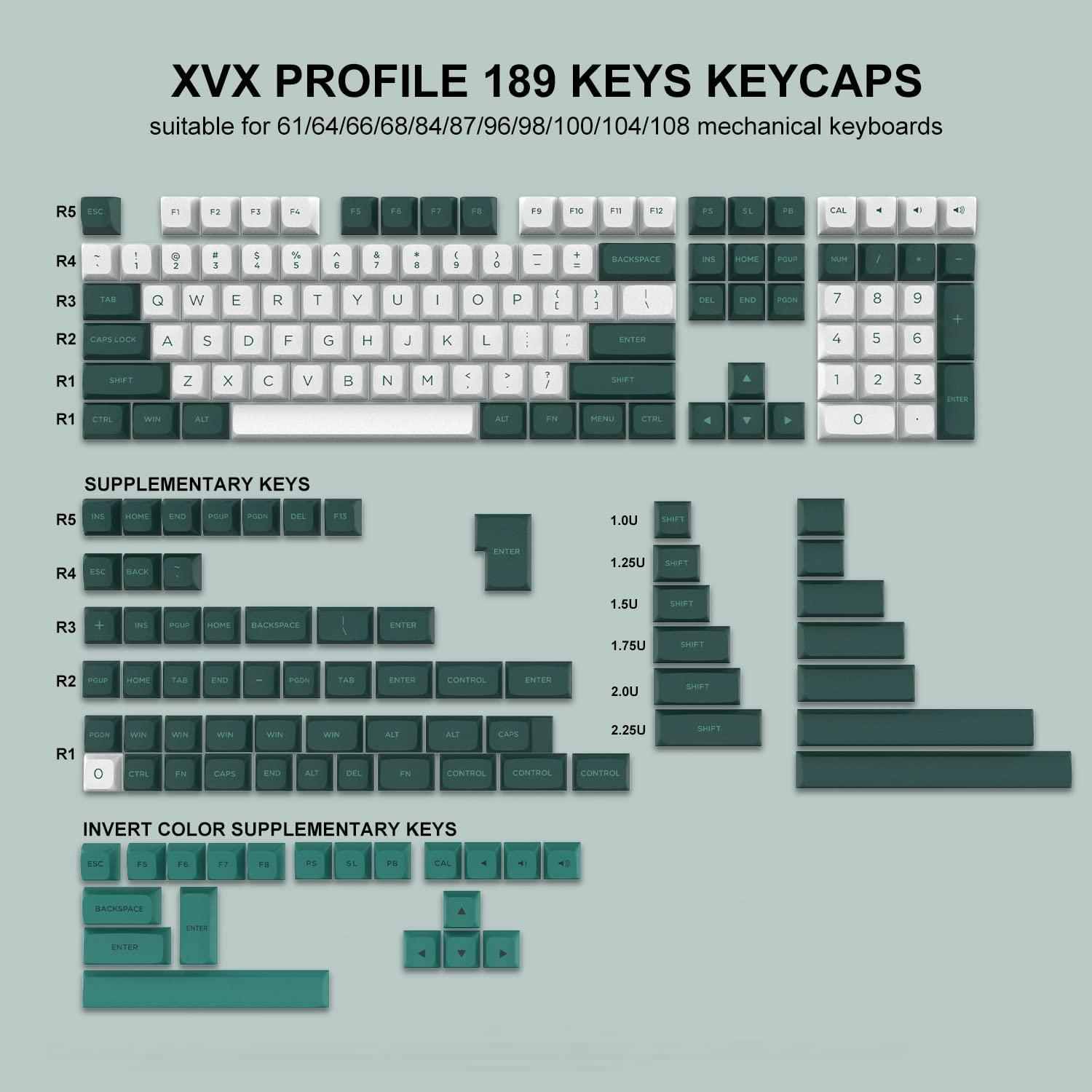 Bắn đôi pbt keycaps xvx cấu hình khóa tùy chỉnh 189 Key tương thích với Cherry Gateron MX chuyển đổi bàn phím cơ khí game