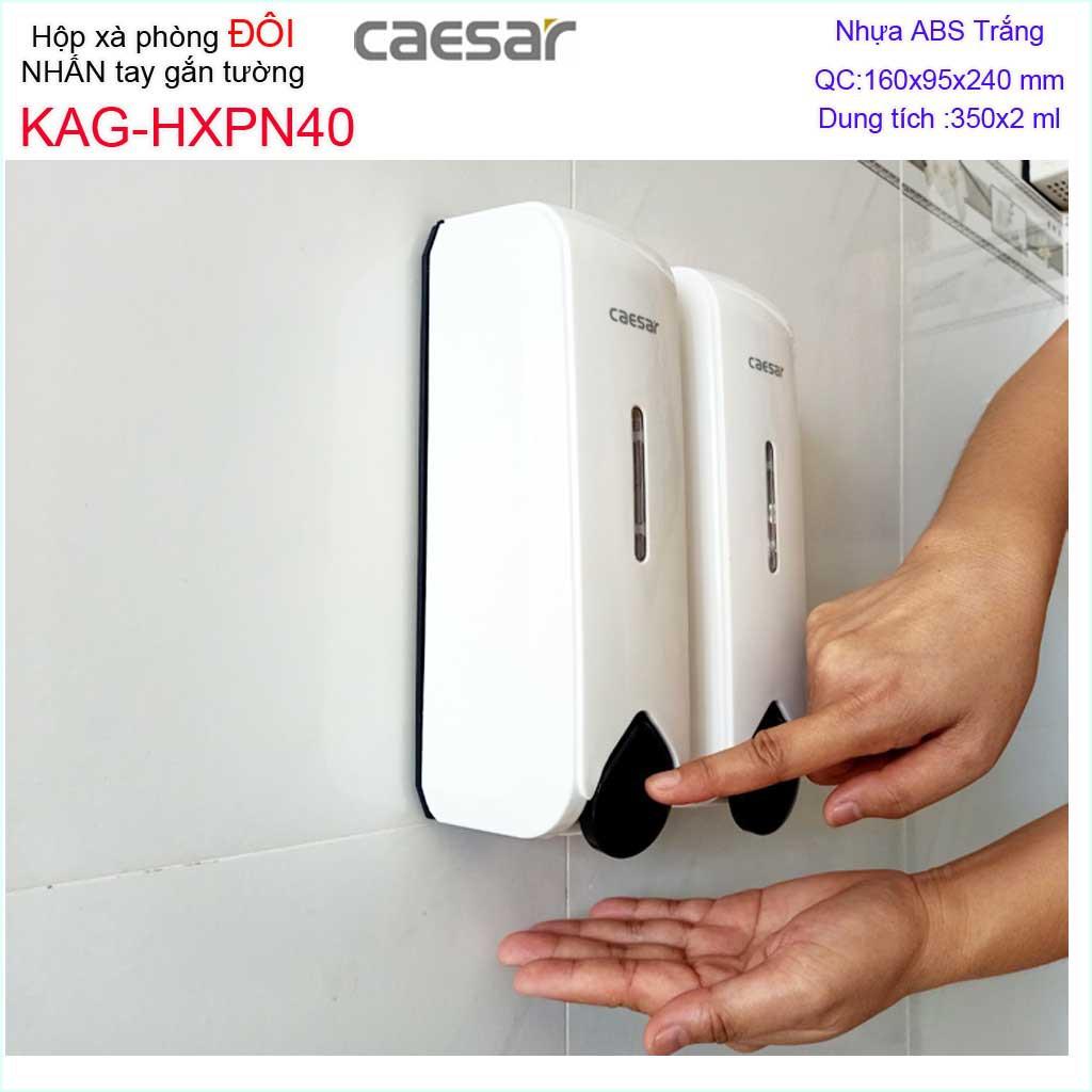 Hộp đựng xà phòng Caesar  KAG-HXPN40-Trắng-White, hộp nhấn xà phòng đựng sữa tắm, dầu gội đầu