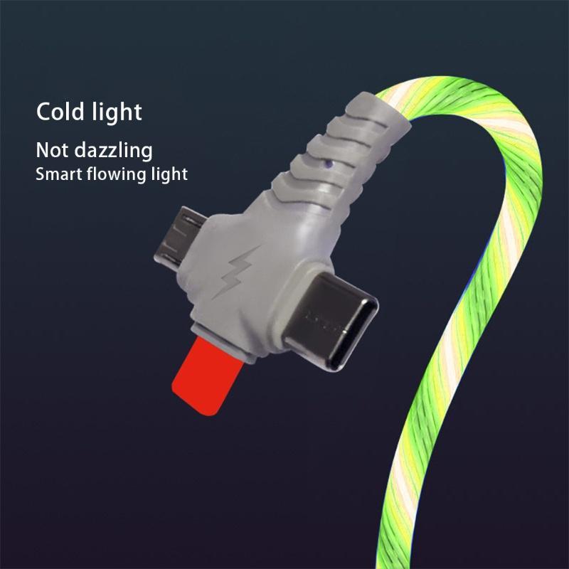 Dây cáp sạc nhanh đồng bộ dữ liệu 3 trong 1 USB có đèn LED phát sáng