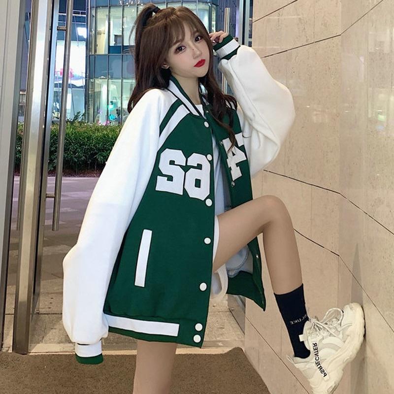Áo khoác bomber độn bóng chày Nhật Bản polyester nhật mới mùa thu và mùa đông retro áo