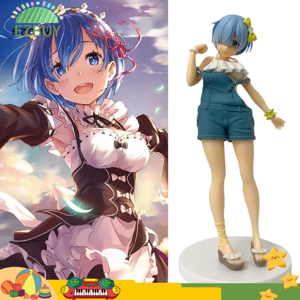 PVC Rem Ram Figure Rem Ram Anime Statue Toy Garden Decor for Movie Lovers