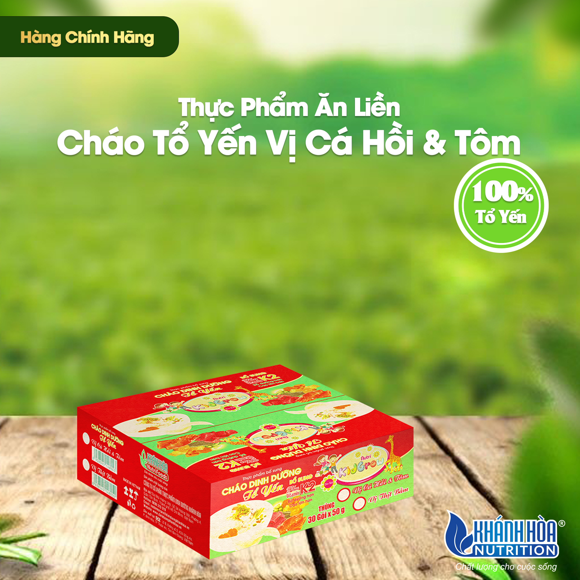 Cháo Dinh Dưỡng Tổ Yến Vị Cá Hồi & Tôm - Khánh Hòa Nutrition- Gói 50g ( Thùng 30 Gói )