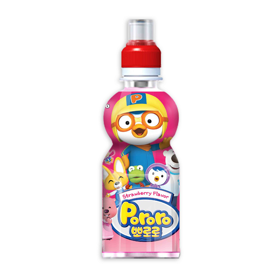 Thùng 24 Chai Nước Uống Pororo Hương Vị Dâu 235ml