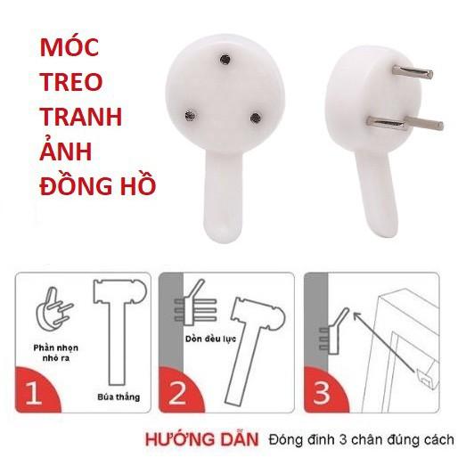 10 Móc Nhựa Đóng Tường, Treo Tranh, Ảnh, Đồng Hồ Siêu Chắc Chắn, Móc 3 Chân Đinh, Kingler 2220Set10