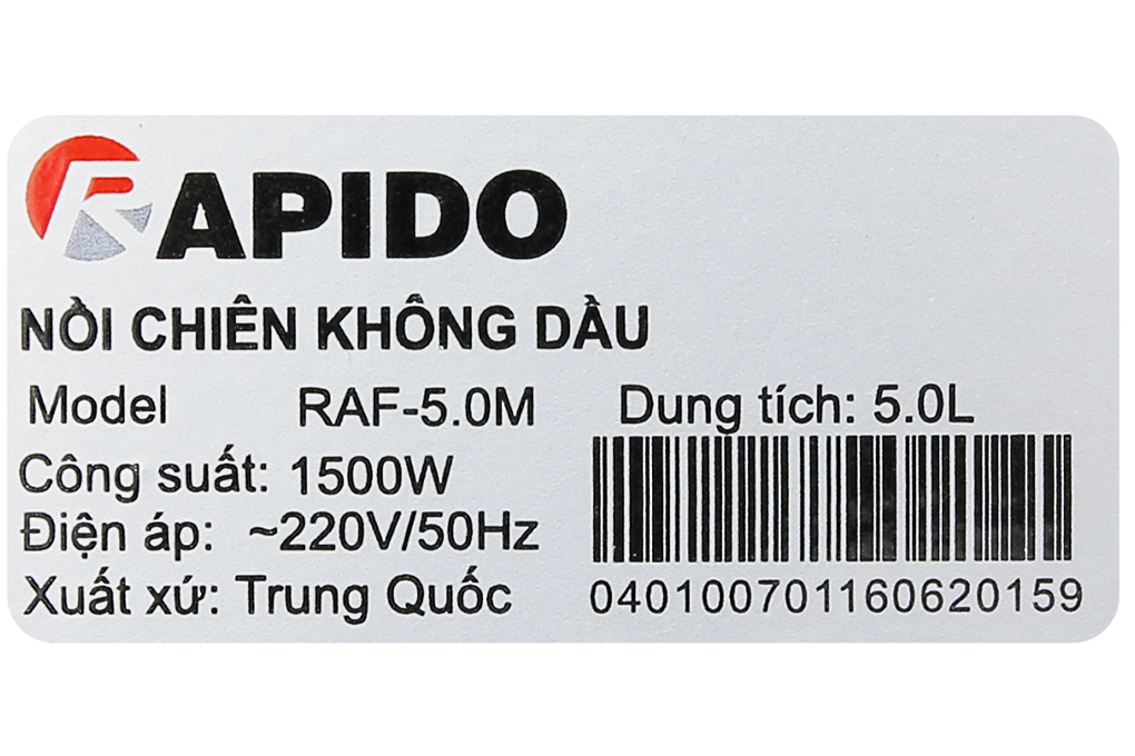RAF5.0M3 - NỒI CHIÊN KHÔNG DẦU RAPIDO RAF5.0M3 - Hàng chính hãng
