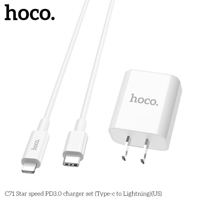 Bộ cốc sạc Hoco C71 kèm dây sạc nhanh PD18W cho iphone ipad - sạc nhanh quick charge 3.0 - hàng chính hãng