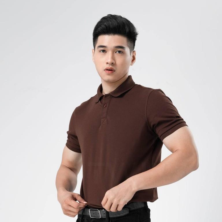 Áo Thun Polo Nam Cổ Bẻ Màu Nâu Vải Cotton Cá Sấu Thương Hiệu MrTwins