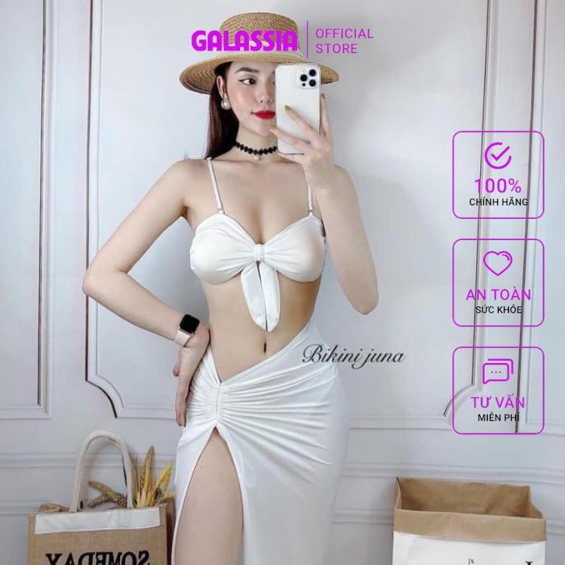 Bikini 2 mảnh sexy đồ bơi đi biển cổ yếm phối chân váy mùa hè sang chãnh GALASSIA