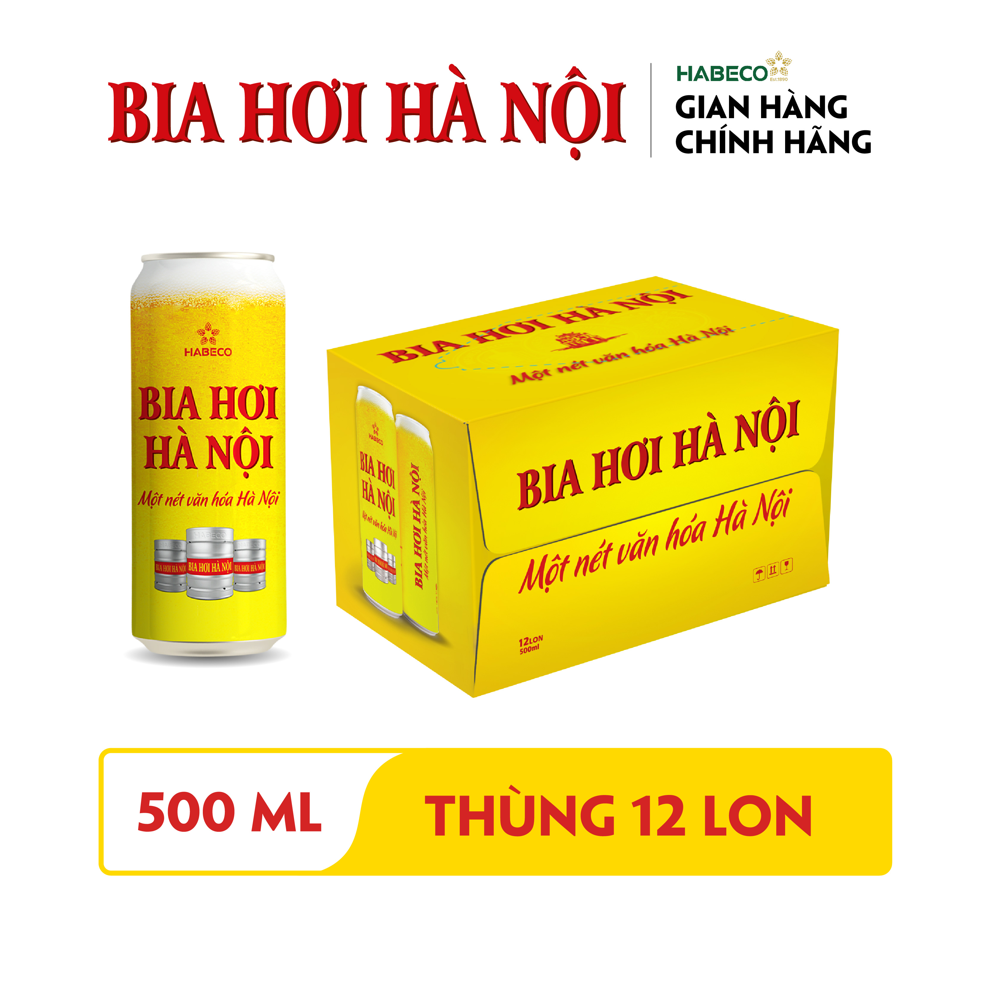 Bia Hơi Hà Nội - Thùng 12 lon 500ml