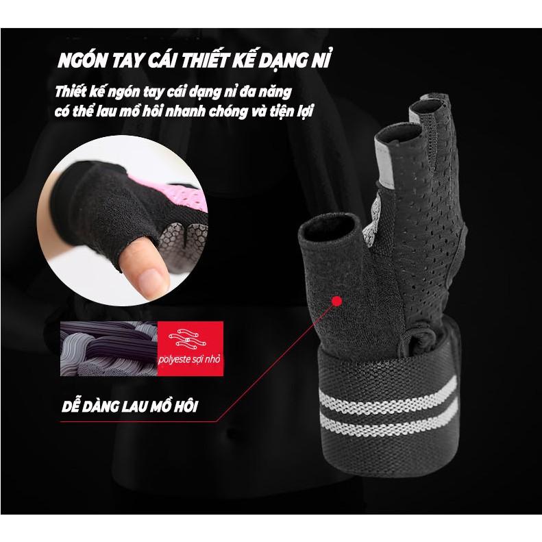 Găng tay tập gym nam nữ bao tay tập gym thể thao TXstar phiên bản nâng cấp 2 trong 1 có quấn cổ tay tiện ích