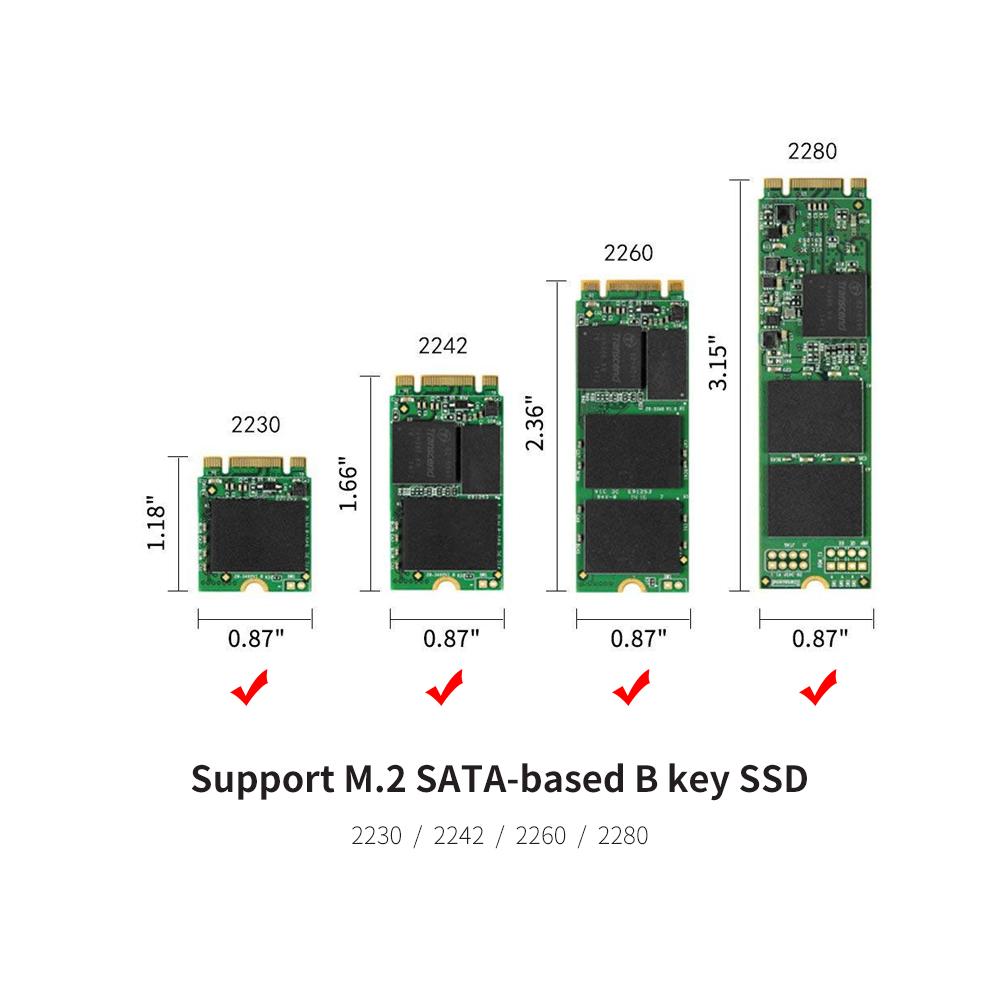 Thẻ chuyển đổi NGFF sang SATA M.2 KEY B-M SSD SATA3.0 Model 2230 2242 2260 2280