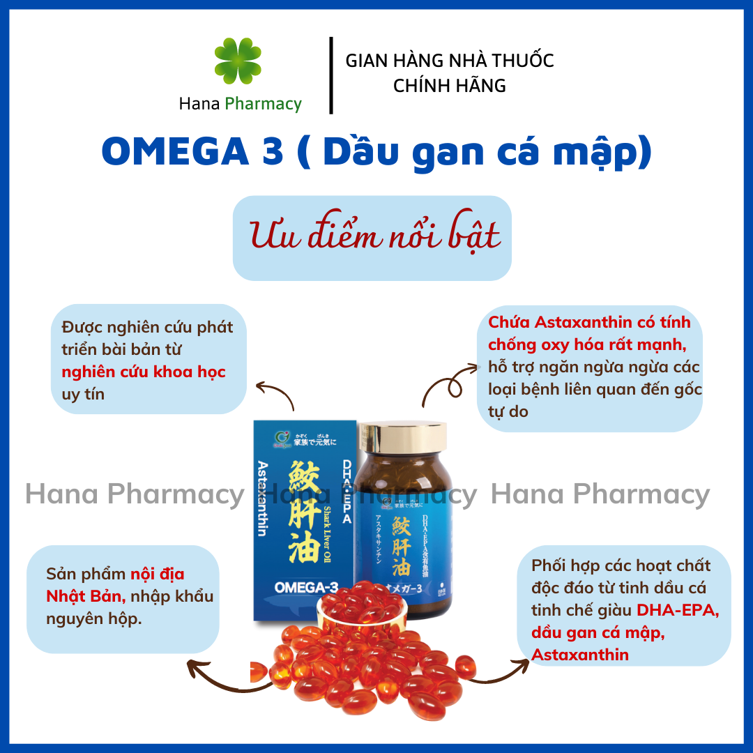Viên uống dầu gan cá mập Omega 3 bổ não, tim mạch, mắt, chống oxy hóa vượt trội