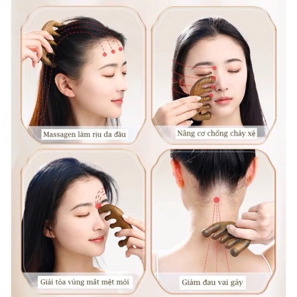 Lược Gỗ Thơm Mát Xa Da Đầu Răng Thưa Thư Giãn Giải Tỏa Áp Lực Độc Đáo Hàng Chính Hãng LƯỢC BĂNG ĐÔ