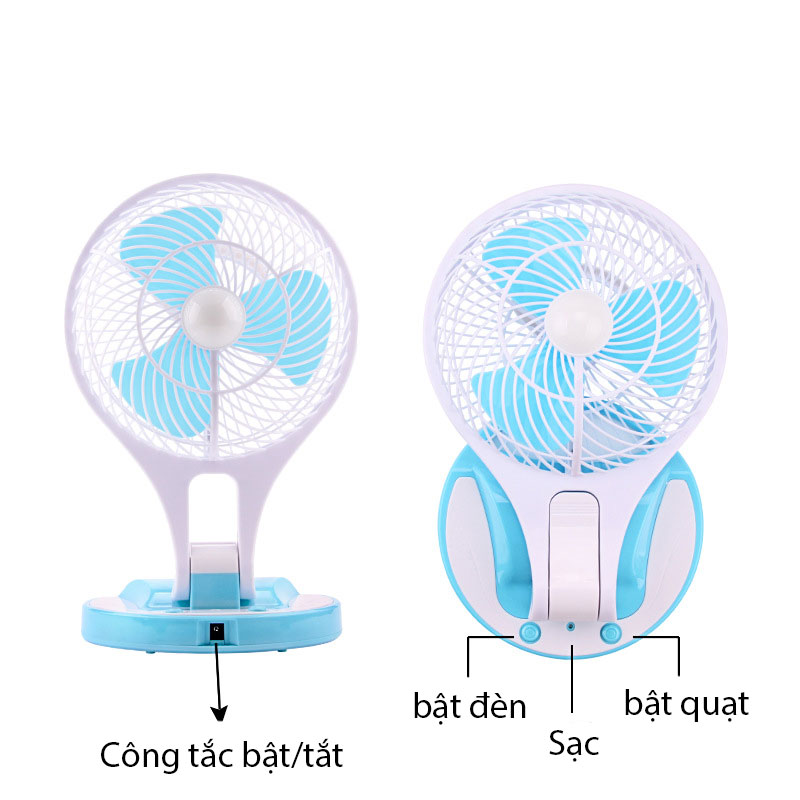 Quạt tích điện mini Fan kèm đèn LED siêu sáng