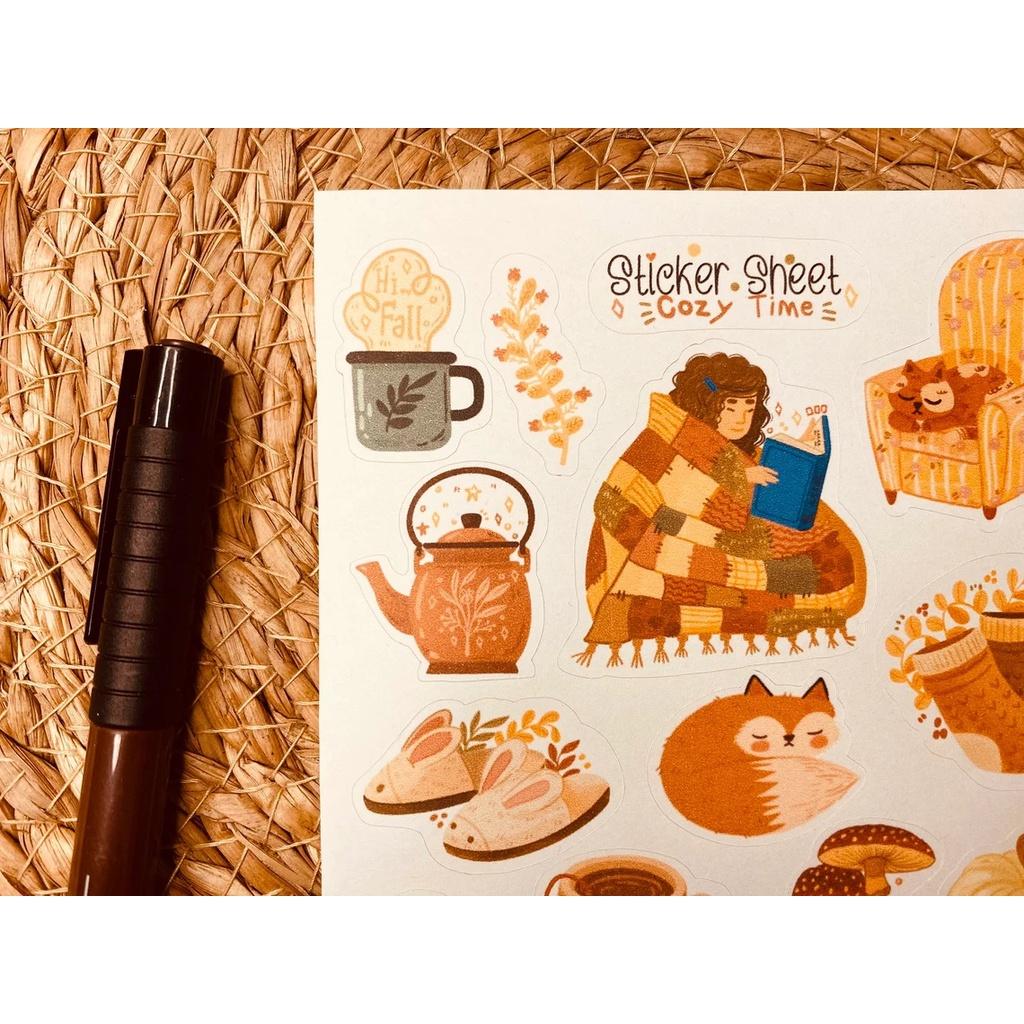 Sticker sheet cozy time - chuyên dán, trang trí sổ nhật kí, sổ tay | Bullet journal sticker