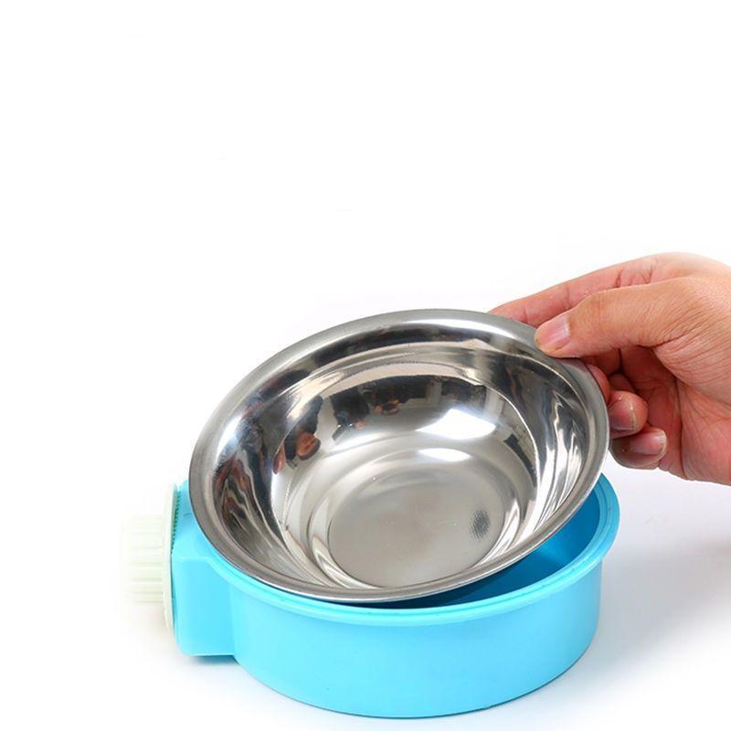 Bát inox gắn chuồng, treo lồng đựng hạt, nước uống cho chó mèo