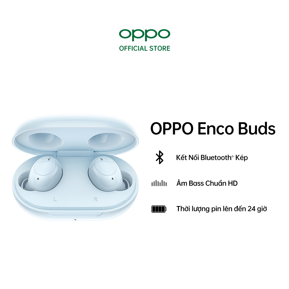 Tai nghe TWS OPPO Enco Buds - Hàng Chính Hãng - Màu Xanh