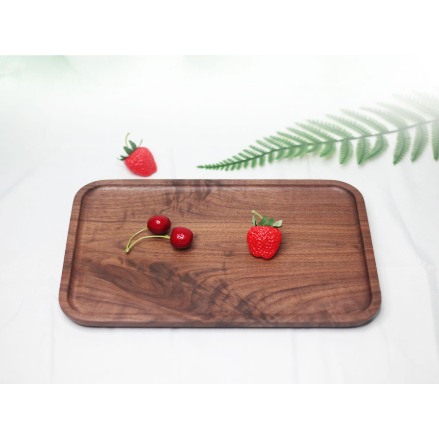 Khay gỗ óc chó hình chữ nhật - đựng đồ ăn, bánh ngọt, trang trí (kích thước 16x26cm-20x30cm)