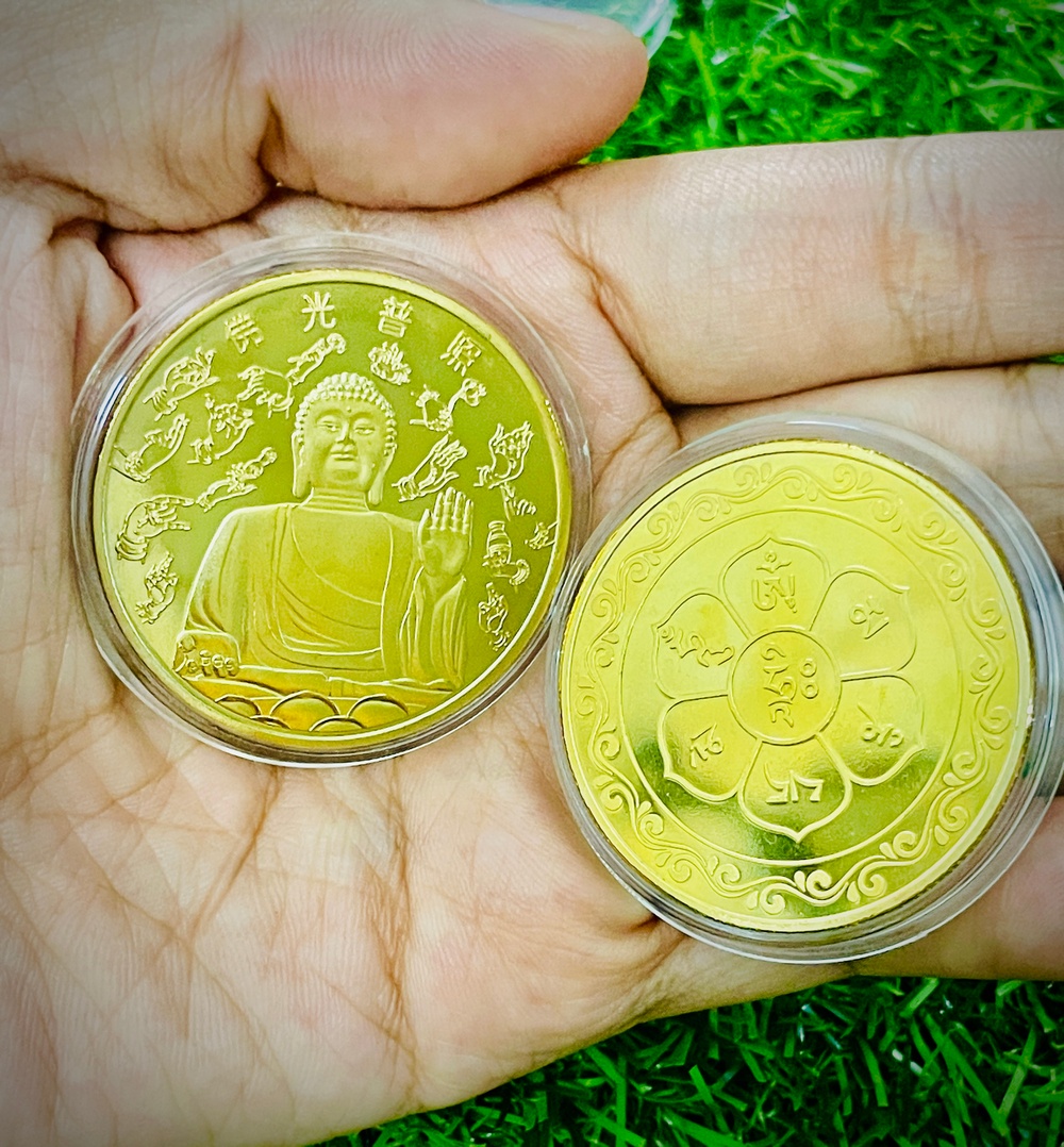 Móc khóa Đồng Xu hình tượng Phật Như Lai cầu may mắn bình an - The Merrick Mint