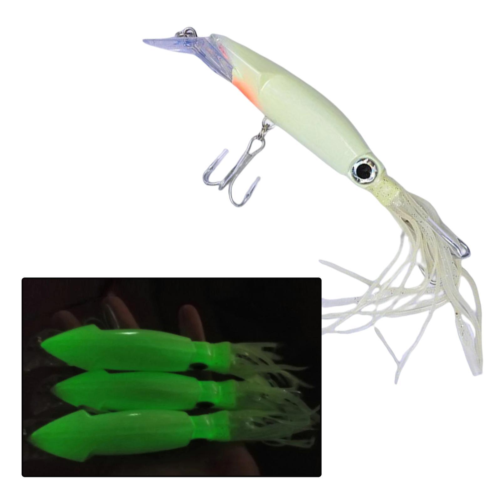 Lifelike Luminous Squid Skirt Bait Trolling 22cm Swimming Lure Octopus Fishing Lures Glow for Dolphin Marlin Trout Bass Saltwater Freshwater