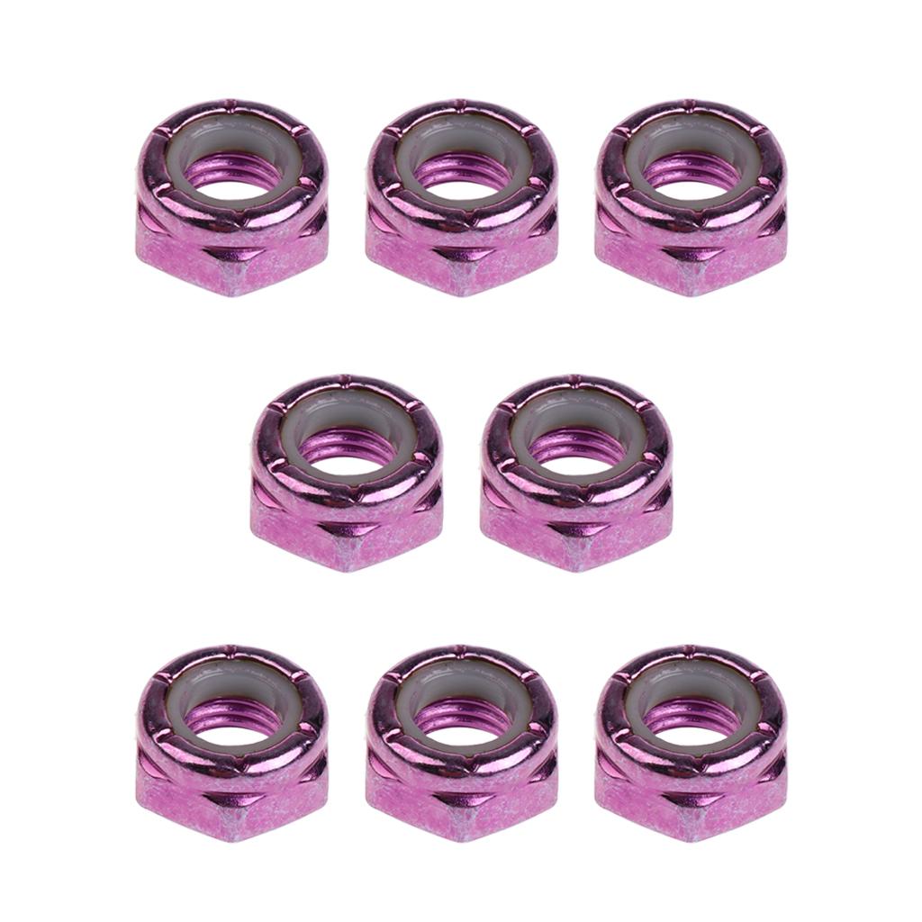 2x8pcs Skateboard Truck Wheel Axle Screw Nuts Longboard Accessories