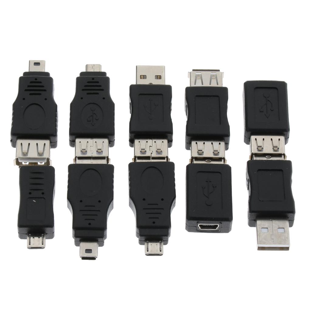 Set of 10 OTG 5pin Mini Changer Adapter Converter USB Male to Female Micro USB