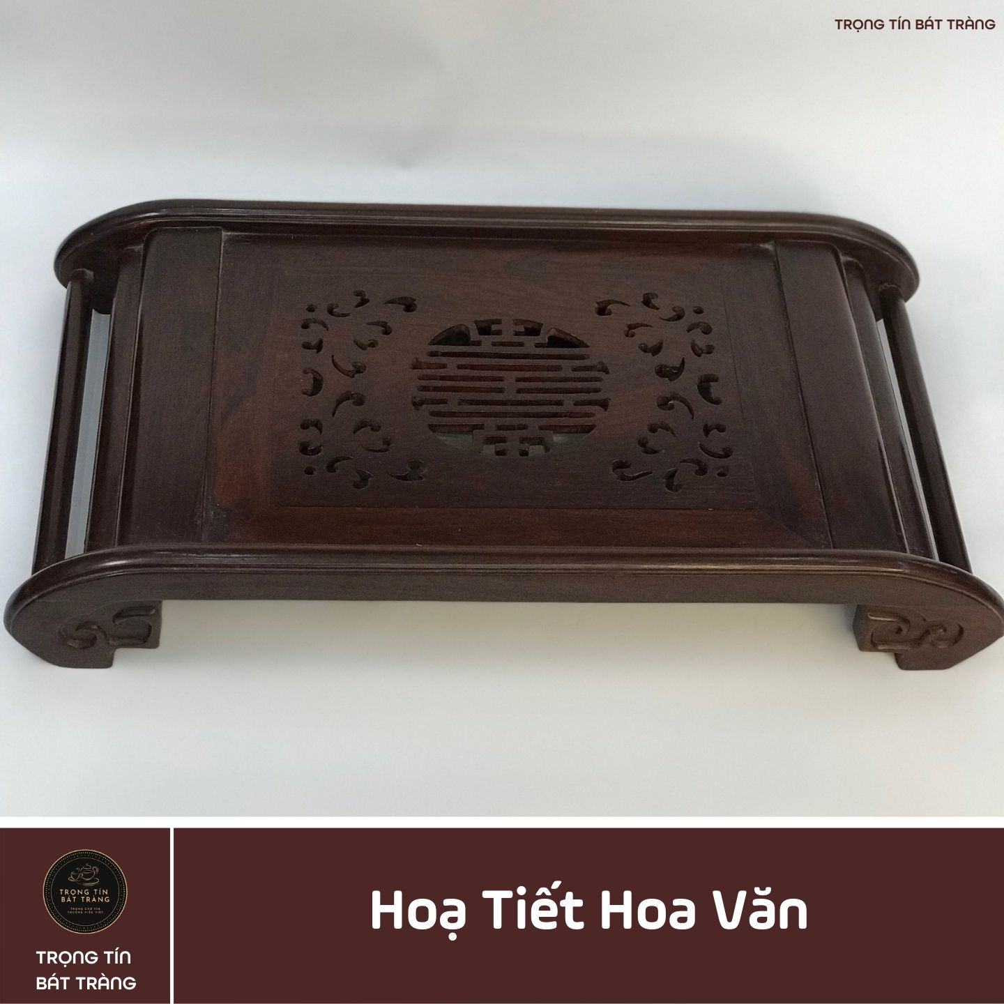 Khay Trà Gỗ Trắc Hình Chữ Nhật Kích Thước 47*26*7 cm KT 91