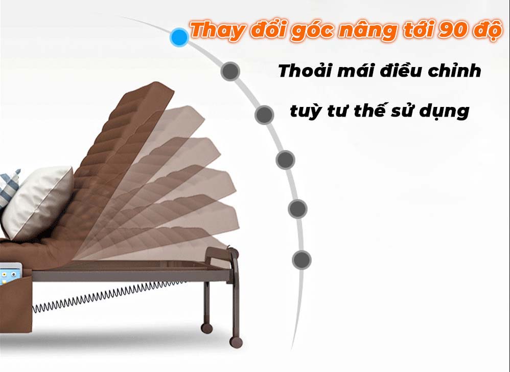 Giường ngủ gấp gọn tiện lợi Belto màu nâu, Có thể gấp đôi cất gọn, Rộng 80/90Cm, Chính Hãng NIKITA