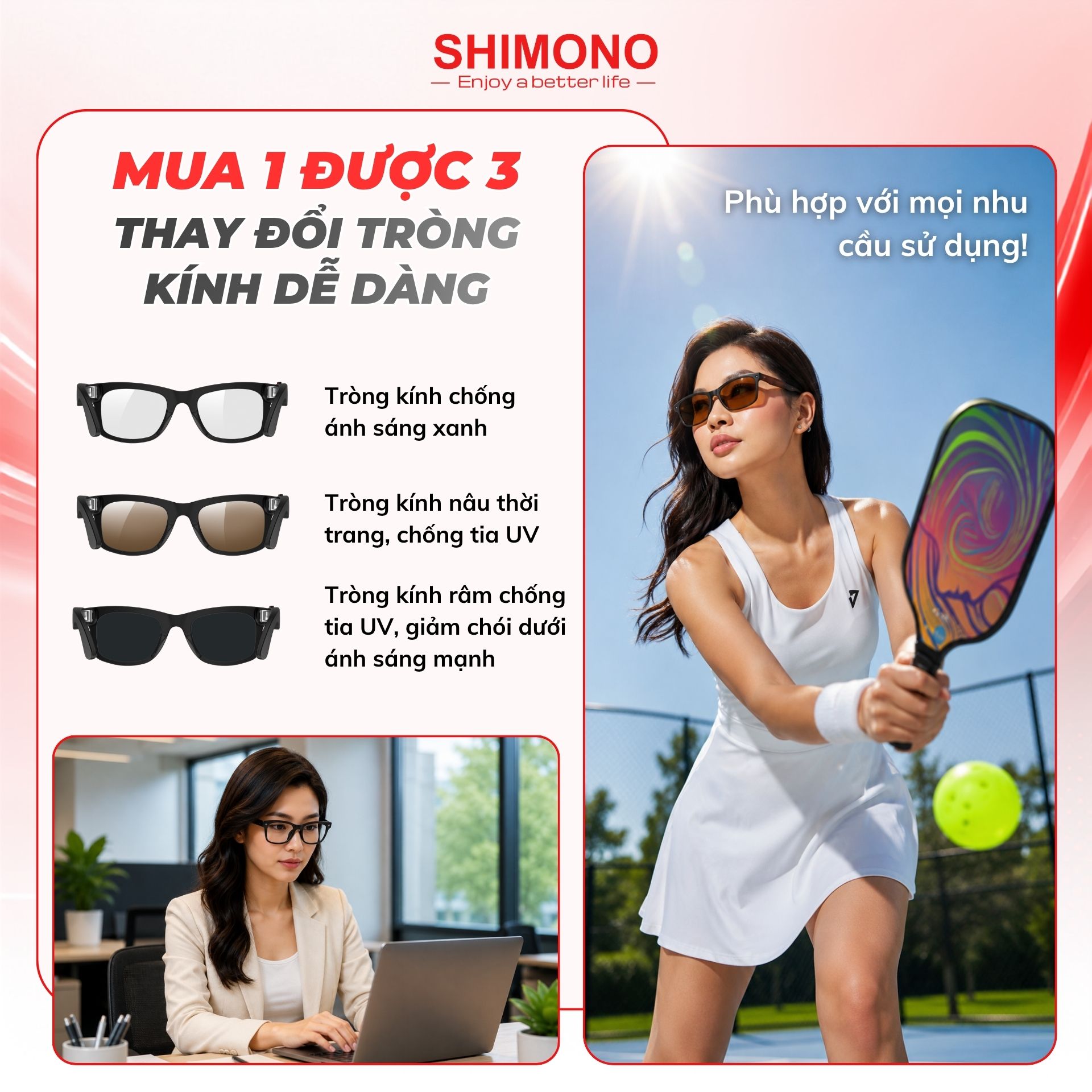 Kính Thông Minh AI Dịch Thuật SHIMONO AIMB-S2 Max Trợ lý AI, Bluetooth Đàm Thoại, Camera 5MP Sắc Nét Hàng Chính Hãng
