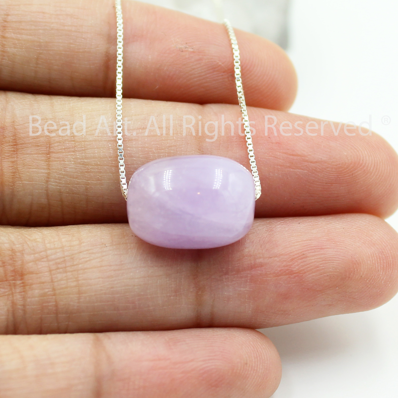 Dây Chuyền 14x10MM Thạch Anh Tím, Amethyst Tự Nhiên Và Bạc 925, Mệnh Hoả, Thổ Vòng Cổ, Trang Sức Phong Thuỷ - Bead Art