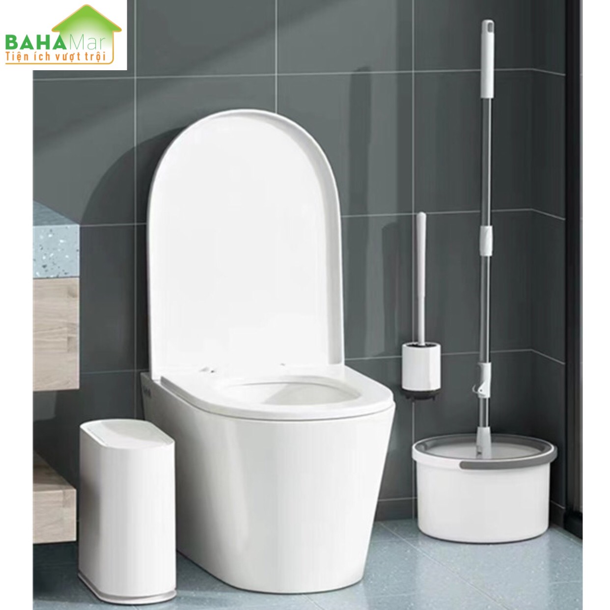 BỘ CÂY LAU SÀN CHẬU GIẶT VẮT GIẺ CÓ TÁCH BỎ NƯỚC BẨN BAHAMAR thuận tiện lau và giặt giẻ
