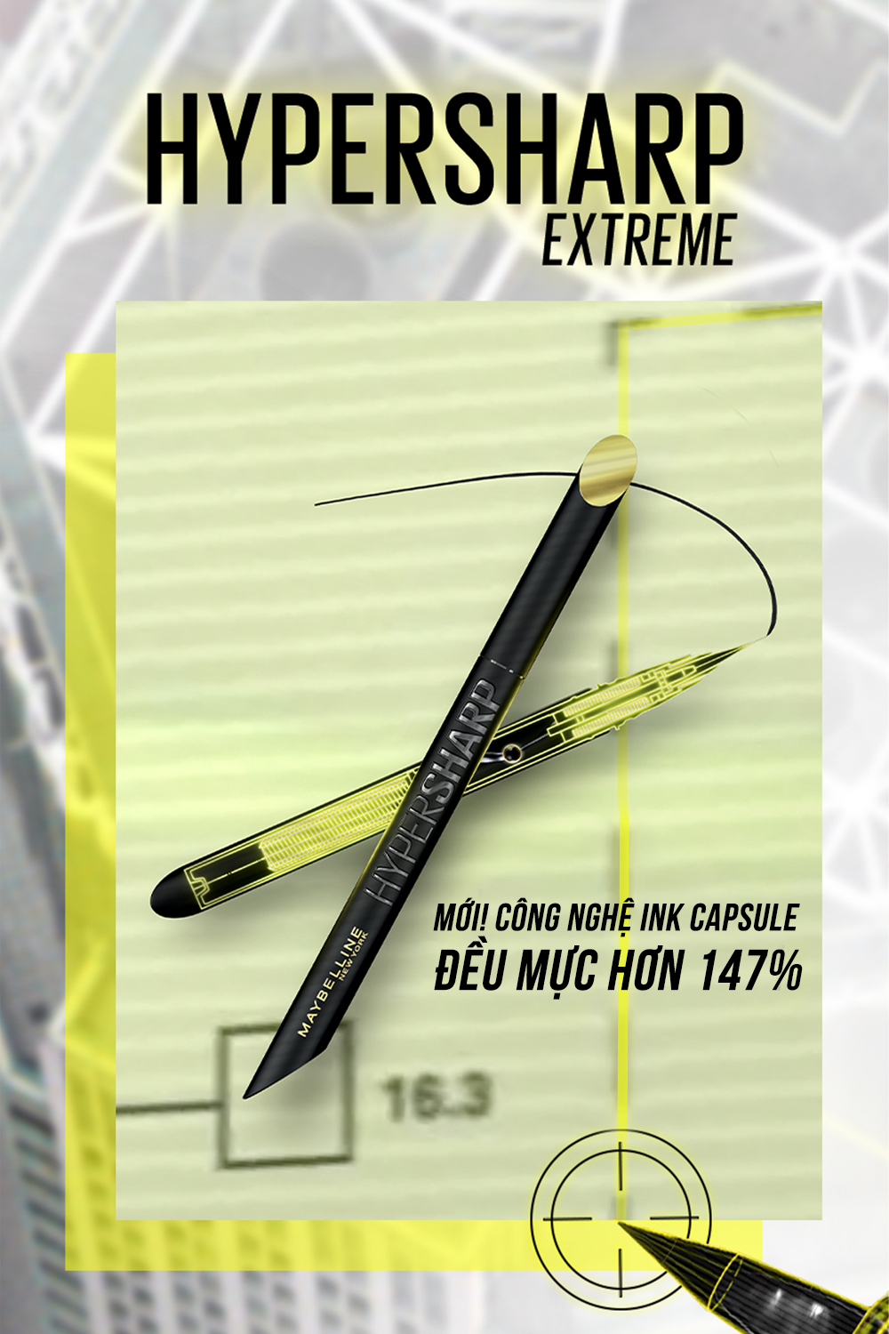 Bút Kẻ Mắt Nước Siêu Sắc Mảnh HyperSharp Liner 36h Extreme Maybelline New York Lâu Trôi 0.4g