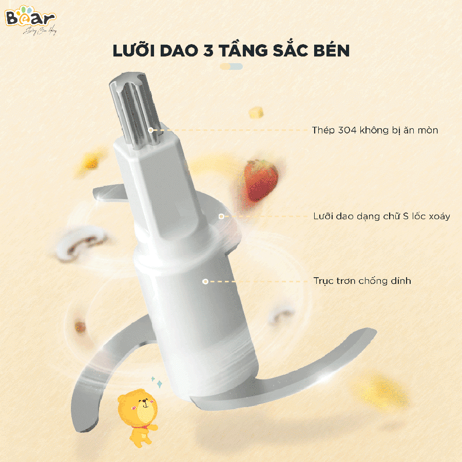 Máy xay ăn dặm 0,6L Bear B06V1 đa năng, tiện sử dụng làm món ăn cho bé - Hàng Chính Hãng