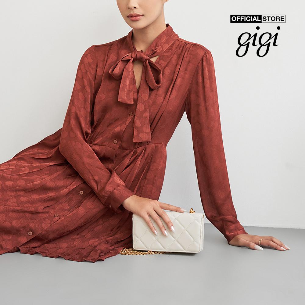 GIGI - Đầm mini tay dài cổ V phối thắt nơ to thời trang G2102D222151