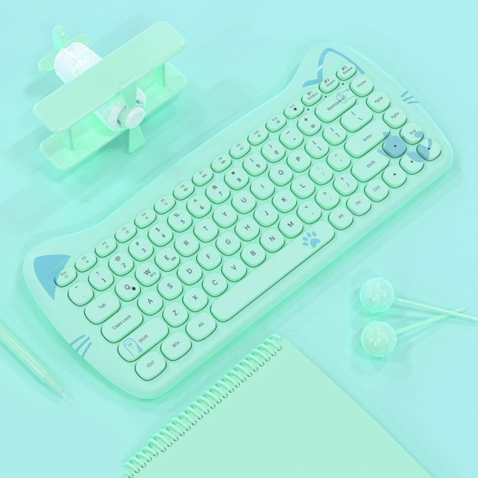Cute 2.4G Wireless Keyboard 84-Key Desktop Bluetooth/Wired Gaming Keypad for Android Windows