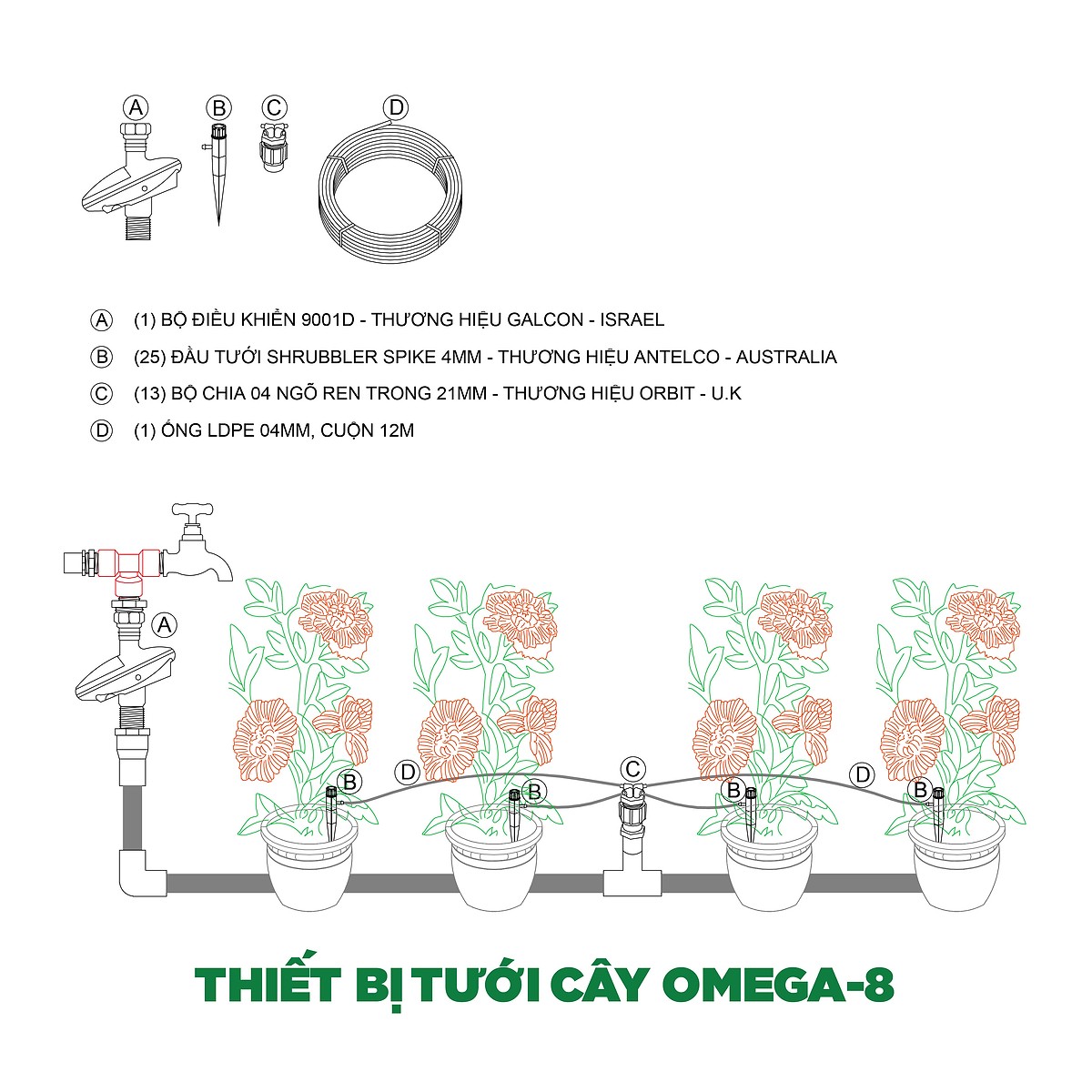 Tưới cây tự động OMEGA-8