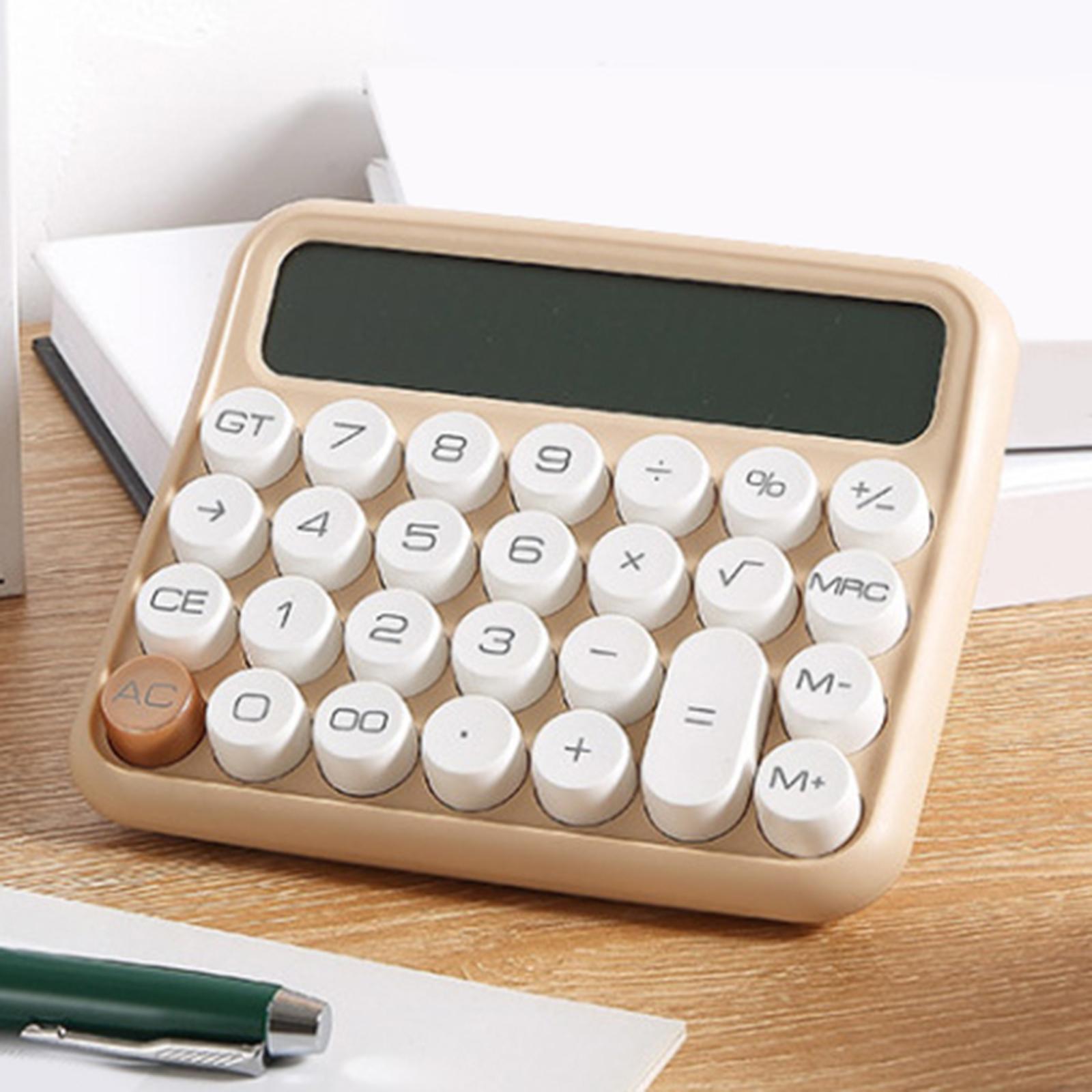 Portable Desktop Calculator Large Display Big Button 12 digits for Home Khaki