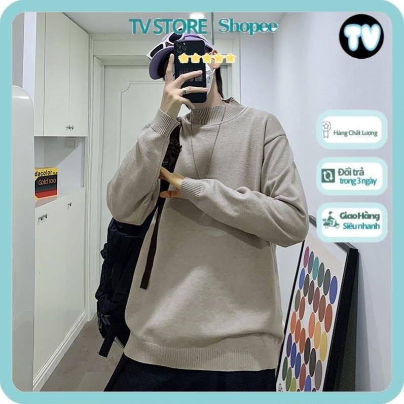 Áo Nỉ Nam TVSTORE Áo Sweater cổ cao tay dài màu sắc đơn giản trẻ trung