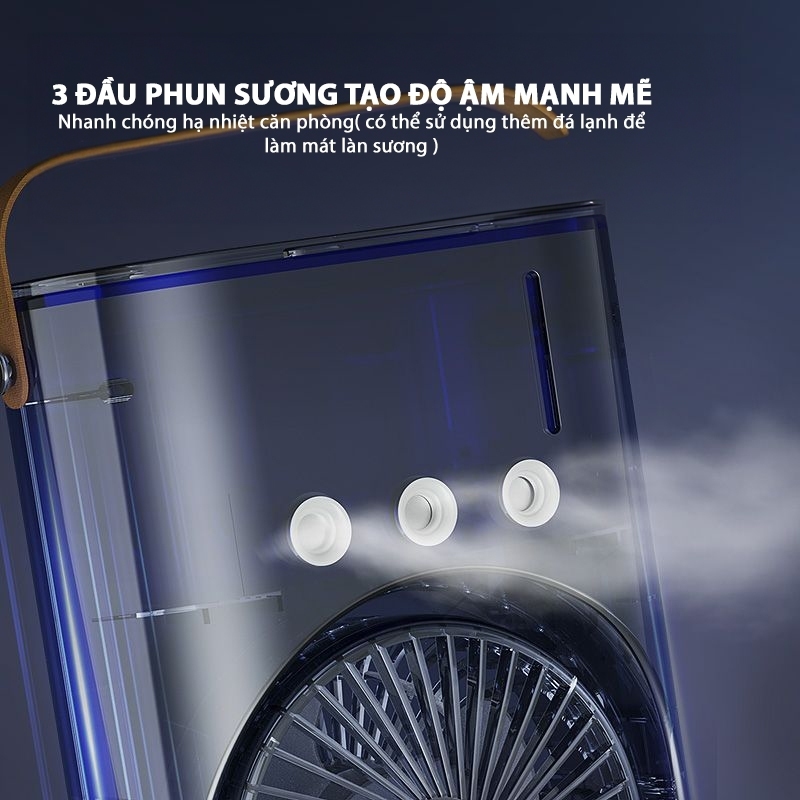 Quạt Điều Hoà Hơi Nước 2 Cánh Gió Tạo Độ Ẩm - Spray Fan Tích Điện 4000mAh Kiêm Đèn Ngủ Đa Sắc, Phun Sương Làm Mát - Hàng Nhập Khẩu