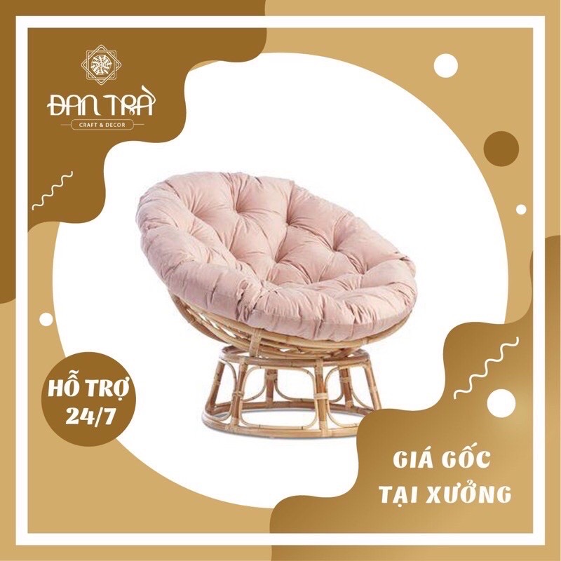 [LOẠI 1 - GIÁ XƯỞNG] Ghế Papasan 100% Tự Nhiên Cao Cấp, Ghế Mây Đọc Sách Kèm Nệm Màu Tự Chọn - Bàn Ghế Mây Tre ĐAN TRÀ